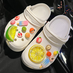 Nouvelle collection été : Boucle de chaussure décorative pour femme en résine, motif fruits 3D (vert, <span class=keywords><strong>orange</strong></span>, citron), à trou, accessoires frais et détachables - Product Image 6