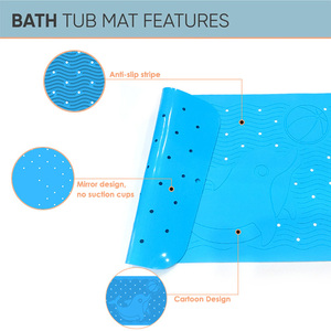 Tapis de bain antidérapant en silicone à séchage rapide et écologique avec trous de drainage et texture de massage douce pour salle de bain - Product Image 2