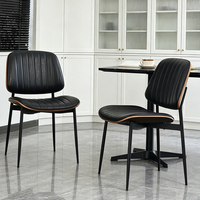 Chaise au design élégant avec dossier, prix de gros, chaise de salle à manger en similicuir noir de luxe personnalisée pour restaurant