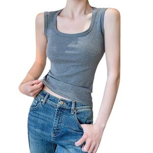 Camisole décontracté débardeur pour femme avec logo sur le devant coussin de poitrine intégré anti-marche haut sans manches de <span class=keywords><strong>grande</strong></span> <span class=keywords><strong>taille</strong></span> - Product Image 5