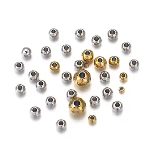 Perles rondes en acier inoxydable 2mm 2.5mm 3mm 4mm 5mm 6mm 8mm plaqué or couleur or rose espace lisse pour la fabrication de bijoux