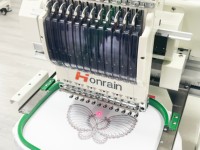 Machine à broder à capuchon plat HONRAIN à 12 aiguilles, informatisée, automatique, 1200 tr/min, zone de broderie 350x230 mm