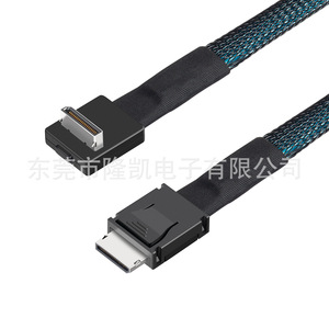 เอสเอฟเอฟ 8611 สายเคเบิลข้อมูล Sas แบบตรงถึงข้อศอก 90 องศา 12Gbps สายเคเบิลฮาร์ดไดรฟ์เซิร์ฟเวอร์ความเร็วสูง ขั้วต่อแบบแบนสีดำ - Product Image 3