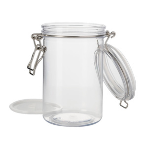 Pot alimentaire en PET de 750 ml de haute qualité, vide, transparent, hermétique, sans BPA, durable, avec fermeture à clip métallique - Product Image 1