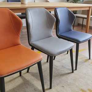 Sillas de Comedor de Diseño, Estilo Wabi-Sabi/Escandinavo/Japonés, Respaldo Alto, para Hotel, Restaurante, Metal, <span class=keywords><strong>Cuero</strong></span> Italiano, Estilo Nórdico - Product Image 3