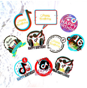 Decoración Acrílica para Pastel con Temática de <span class=keywords><strong>Tiktok</strong></span>, Decoración para Pastel de Cumpleaños, Decoración para Cupcakes XQA032 - Product Image 1
