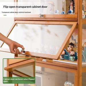 Bamboo Acrylic Non-Glass Rectangular Figurine Display Cabinet for <strong>Lego</strong> and Model Toy Storage Smoke Finish Model - Product Image 4