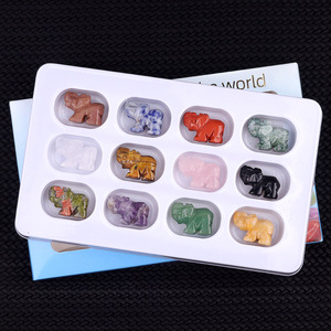 Wholesale 12 Color Boxes 1 Inch Carved Engraved Crystal Agate Elephant Animal Eco-friendly Figurine Ornaments Crafts - Product Image 1