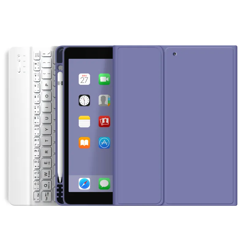 कीबोर्ड मामले के लिए नई iPad 10.2 इंच 2019 रिलीज के साथ पेंसिल धारक