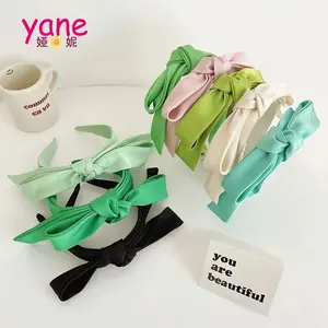 2022 summer accessories single color satin bow knot headband hair band for human