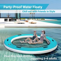 Equipo de Juego Acuático, Colchoneta Flotante de PVC con Tecnología Drop-Stitch, Anillo Flotante Redondo con Cuerda de Nailon de Alta Elasticidad