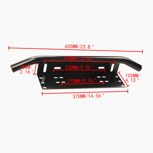 Soporte para matrícula de aluminio de 605 mm con abrazadera para vehículos todoterreno, ajuste universal, color negro - Product Image 1