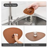 Napperons de table à manger de luxe marron OEM en cuir PU épais doux et imperméable à l'eau forme personnalisée 2 pièces napperon de bureau en cuir