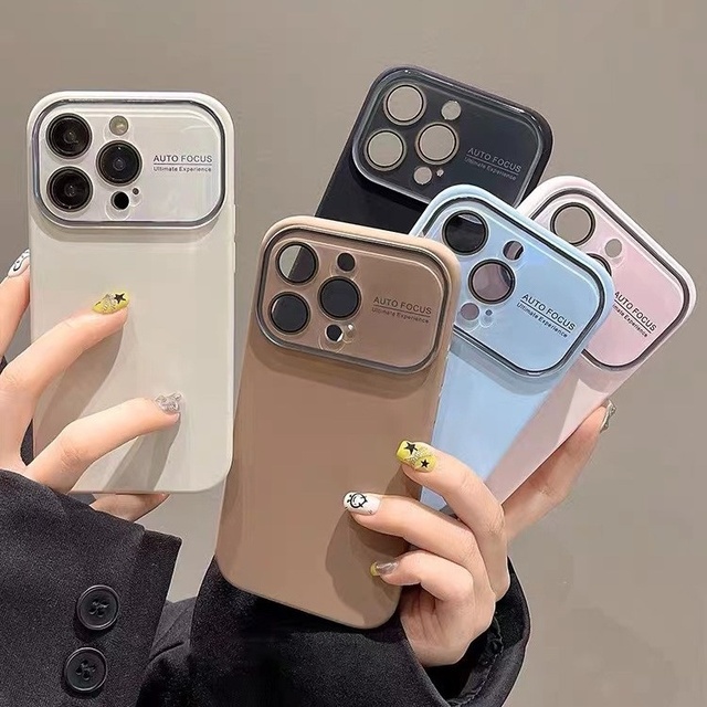 Large Window Liquid Silicone Protective Luxury Phone Cover Shell Cases Mobile Phone case for iphone with Lens Film