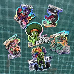 Autocollants en vinyle imperméables résistants aux intempéries, designs variés, impression holographique personnalisée, découpe sur mesure, étiquette autocollante avec <span class=keywords><strong>code</strong></span> QR - Product Image 4