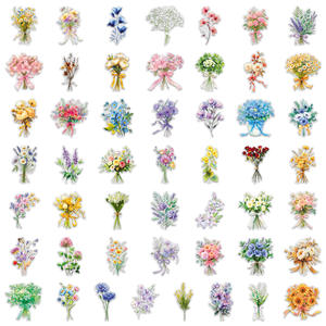 50 pegatinas transparentes VSCO con diseño de <span class=keywords><strong>ramo</strong></span> de flores de pintura al óleo fresca - Product Image 2