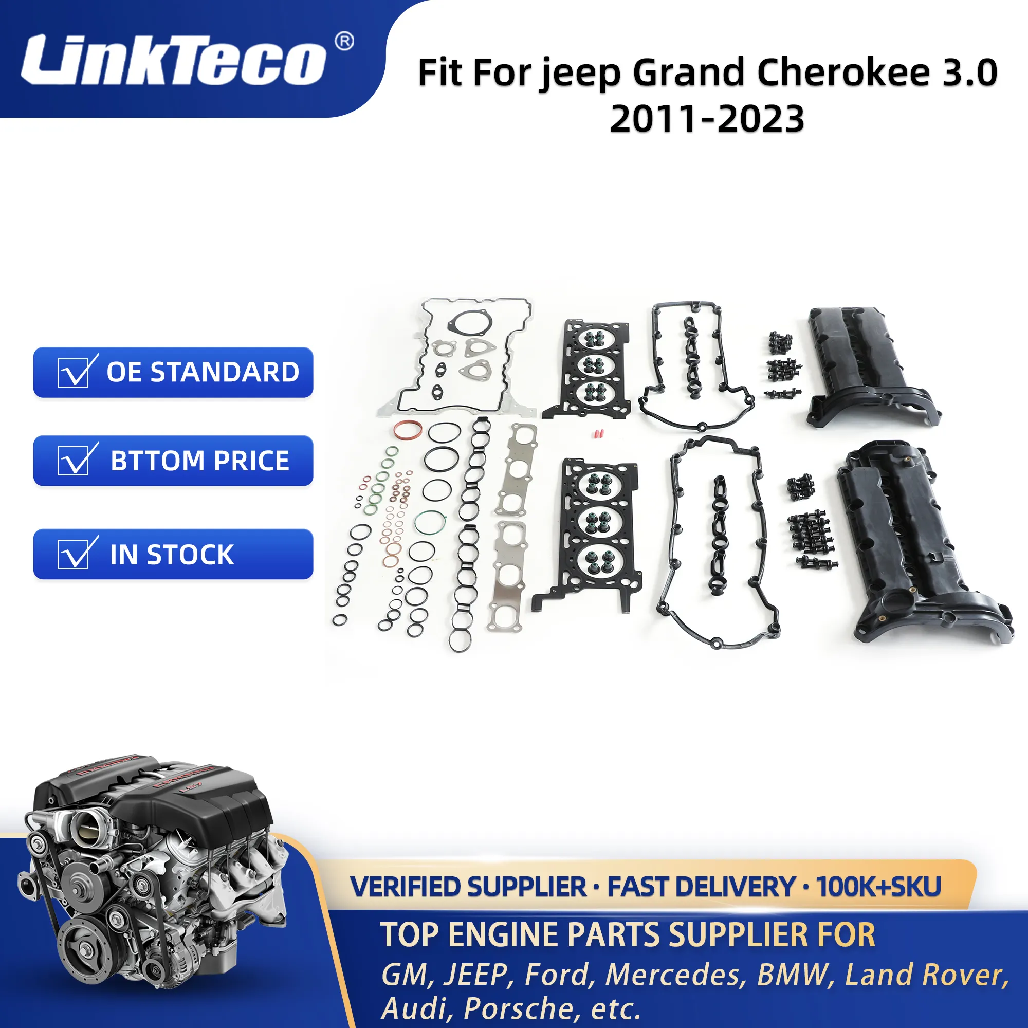 Kit de corrente de distribuição de junta da cabeça do cilindro, rolamento principal, virabrequim para Jeep Grand Cherokee 3.0 crd diesel exf Ram 1500 2011 - 2023