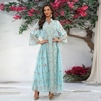 Jalabiya à motifs multicolores brodés, robe islamique pour femmes adultes, robe ample élégante et modeste, vente chaude 2025