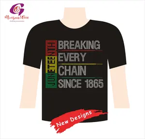 Hitam Gadis junettransfer Printed One dicetak Transfer panas besi pada berlian imitasi Logo desain berlian imitasi panas tekan Transfer untuk kemeja