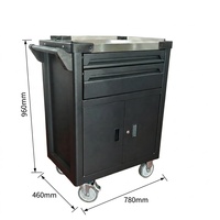 Armoire à outils mobile en fer, chariot à outils à deux tiroirs avec serrure et roues, capacité de charge de 250 kg, serrure à clé