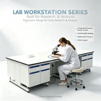 Table de laboratoire médical commerciale industrielle moderne à suspendre, entièrement en acier, avec revêtement en résine époxy, armoire de rangement et meuble d'angle