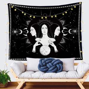 <span class=keywords><strong>Tapisserie</strong></span> murale suspendue pour la maison, série noir et blanc, imprimée, imperméable, occultante, 100% polyester, 130x150cm, design personnalisable - Product Image 2