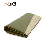 Dompet panjang multilapis modis desain kontras warna Vintage Dompet genggam untuk wanita terlaris