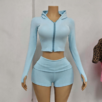 Ensemble de détente 2 pièces pour femme : sweat à capuche zippé et short, vêtements décontractés avec logo personnalisé, tissu doux, respirant et léger