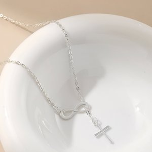 قلادة بسيطة على الموضة الأمريكية الأوروبي للنساء متعددة الطبقات مطلية بالذهب سلسلة ربط محظوظ ثمانية عبر المختنق الترقوة - Product Image 5