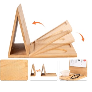 Supporto per Libri in Legno con Portabicchiere e Porta <span class=keywords><strong>iPad</strong></span> per Comodino e Scrivania, Naturale - Product Image 2