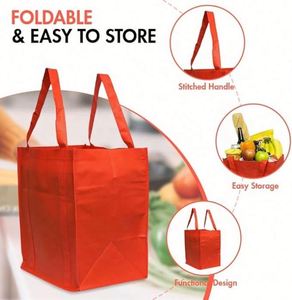 Sacs fourre-tout pliables en non-tissé, robustes, réutilisables, recyclables et renforcés, avec logo personnalisé, pour les courses et les pique-niques - Product Image 2