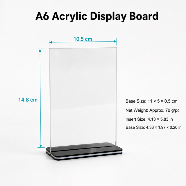 A6 Clear Acrylic Sign Holder Double Sided T Shape Tabletop Menu Display Stand with Black Base for Restaurant Cafe Retail Store