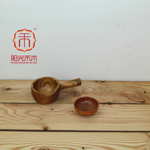 Tazón para Condimentos de Madera de Acacia con Asa, Plato Redondo para Salsas de Estilo Japonés Hecho a Mano, Vajilla Creativa - Product Image 3