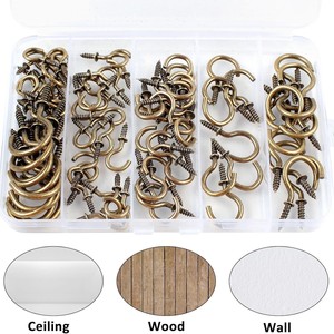 Baiguluo Eye Slip Hook 90pcs Brass Polished Hook Screw For Ceiling Wood Wall - Product Image 1
