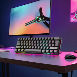 Stock de fábrica, 61 teclas, Teclado mecánico LED para juegos con cable, interfaz USB tipo C separada 60% para escritorio - Product Image 1