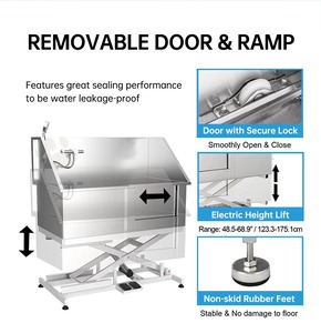 حوض غسيل الكلاب التجاري الفاخر من الفولاذ المقاوم للصدأ ، حمام العناية بالقطط الأليفة لتنظيف الحيوانات الأليفة والاستحمام في صالون تجاري للحيوانات الأليفة - Product Image 5