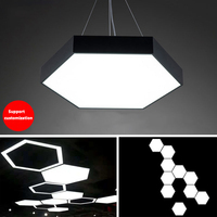 Jpungsun personnalisé moderne suspendu LED hexagone suspension bureau salle de sport plafonnier en fer matériel pour magasins