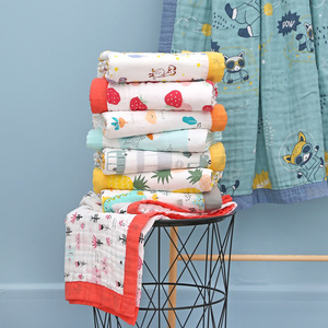 Edredón de algodón puro para niña, manta infantil de gasa de seis capas de 110x110 Cm, cubierta para envolver a niños - Product Image 4