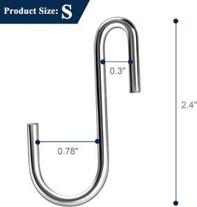 Crochets en S robustes de 2,4 pouces pour suspendre, supports pour casseroles et poêles, crochets pour étagères métalliques, crochets en S en métal - Product Image 6