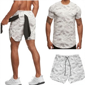 Conjunto de Camiseta y Pantalones Cortos Deportivos de Verano para Hombre, de Secado Rápido, Poliéster/Algodón, Ropa Deportiva Informal - Product Image 3