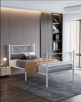 Lit en métal simple et moderne pour hôtel, dortoir, maison, chambre à coucher – Cadres de lit simple et lit queen size