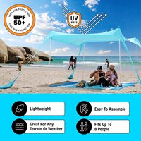 Tente de plage portable en PVC Oxford pour 6-8 personnes, ouverture automatique rapide, 2000-3000 mm, imperméable, protection solaire, ancrage par sac de sable unique, été