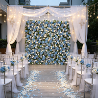 Produits très vendus DKB, fleurs artificielles faites à la main, fond de scène en fleurs rouge vin pour la décoration de mariage