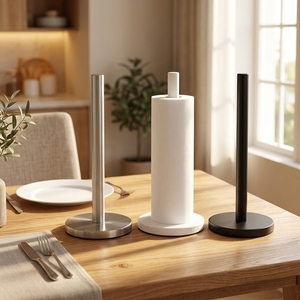Desk <b>Tissue</b> <b>Paper</b> Roll Holder Countertop <b>Black</b> Stainless Steel <b>Paper</b> Towel Holders for Kitchen Roll Holder - Product Image 1