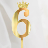 10-teiliges Set Geburtstagstorten-Dekorationen Gold Glitzer Krone Doppelschichtige Acryl-Zahlen 0-9 Topper Festlicher Stil für Innenbereich