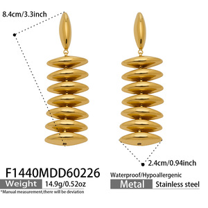 ต่างหูสแตนเลสสตีล 316L กันน้ำ ดีไซน์หรูหรา ชุบทอง 14k 18k แฟชั่นสำหรับผู้หญิง - Product Image 5