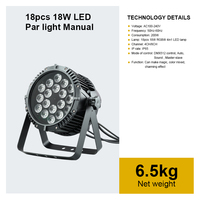 Projecteur LED Par RGBW 18x12W avec corps en aluminium, contrôleur DMX512, étanche, pour spectacles en direct en extérieur, projecteurs pour DJ Disco