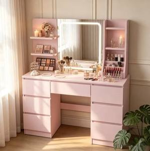 Tables de toilette compactes en MDF pour petites chambres, meuble de rangement compact pour placement en coin étroit - Product Image 2