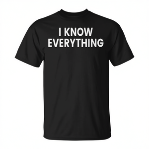 T-shirt classique à manches courtes et col rond pour femme, coupe régulière, en mélange coton et polyester, taille S, « I Know Everything » - Product Image 2