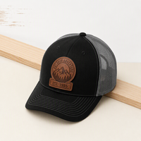 Casquette Trucker en Coton Gris à 6 Panneaux, Profil Moyen, avec Patch en Cuir Personnalisé, Haute Qualité, Style Vintage, pour Sports de Plein Air, Vente en Gros